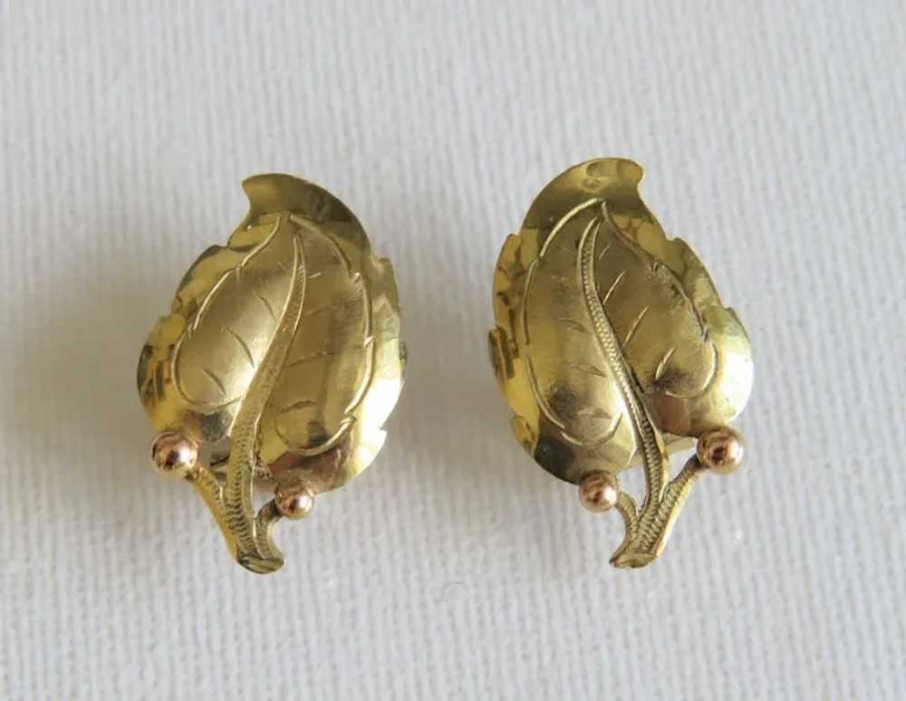 Vintage 14 k yellow gold ear clips, ca. 1960 - image 2