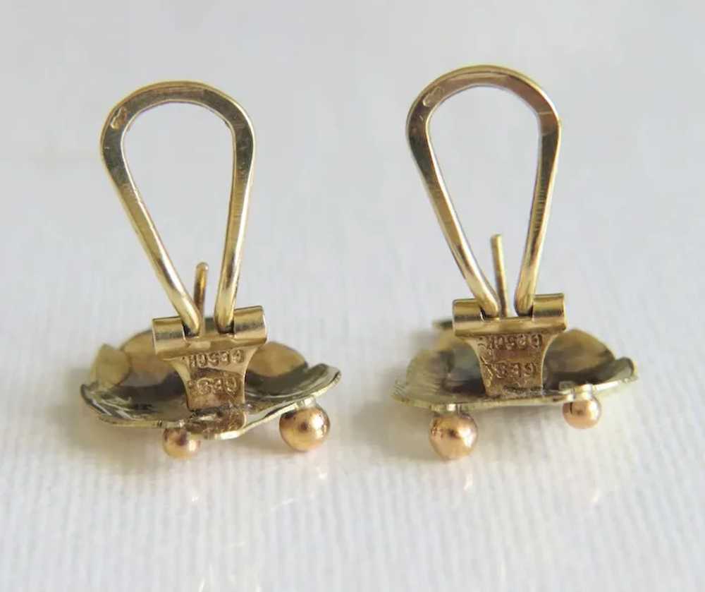 Vintage 14 k yellow gold ear clips, ca. 1960 - image 5