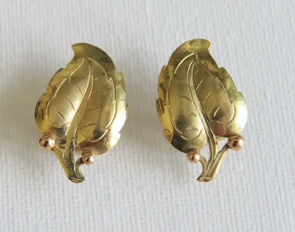 Vintage 14 k yellow gold ear clips, ca. 1960 - image 8