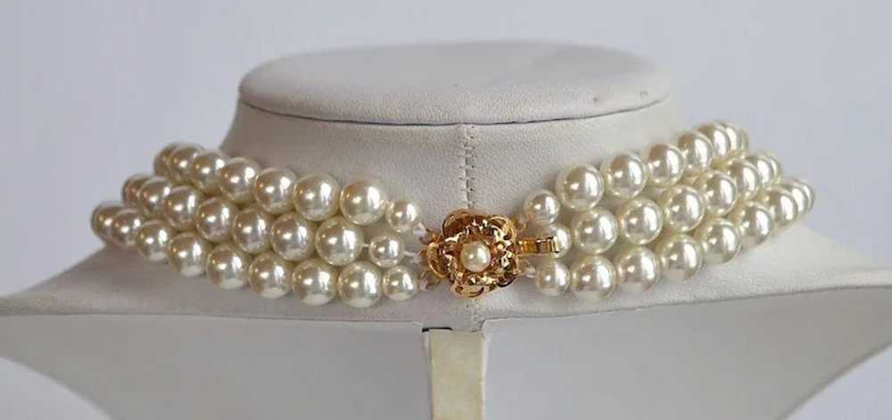 Vintage faux glass pearl natural lapis rhinestone… - image 5