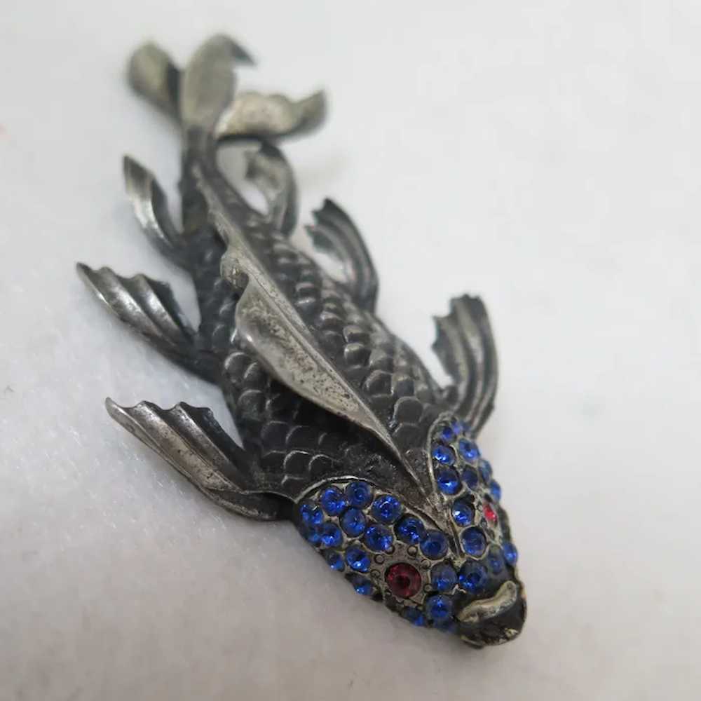 Vintage Koi Fish Rhinestone Brooch - image 2