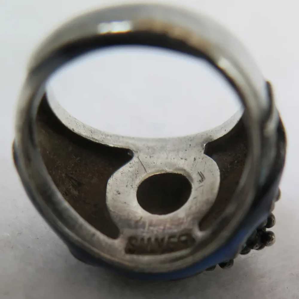 Vintage Chinese Sterling Enamel Ring - image 11