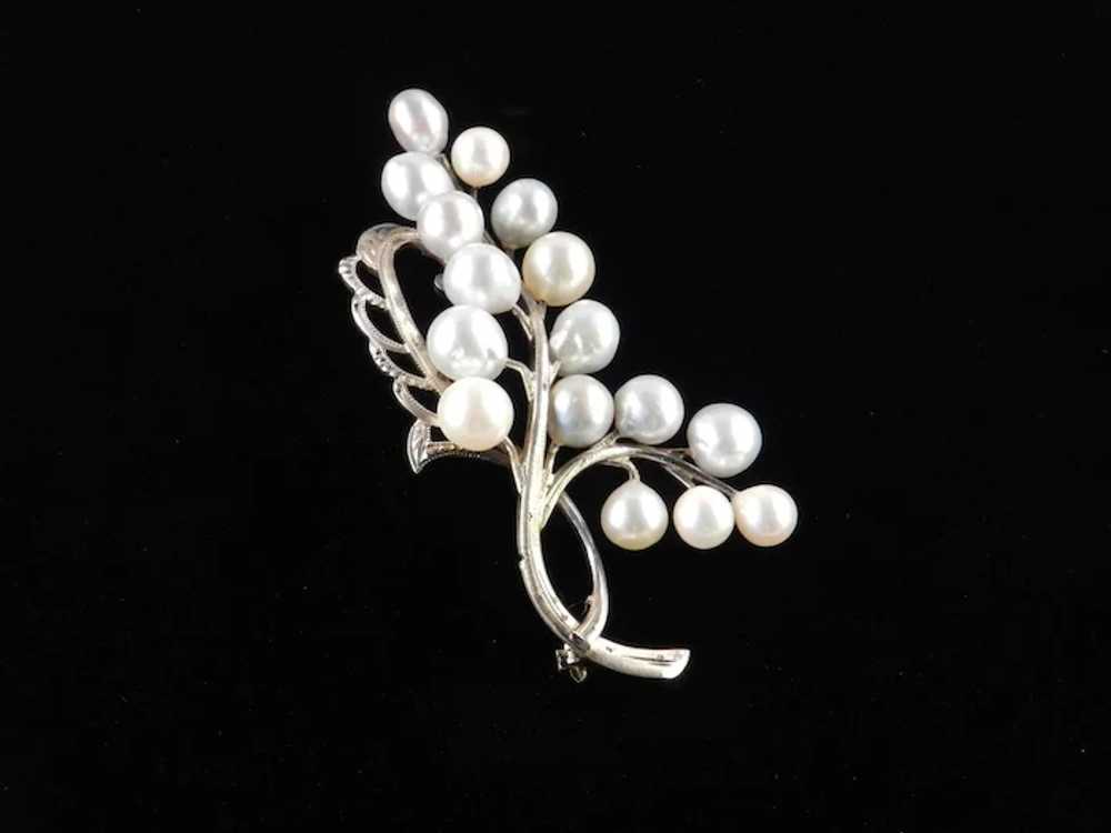 Sterling Silver Cultured Pearl Brooch Pin - image 3