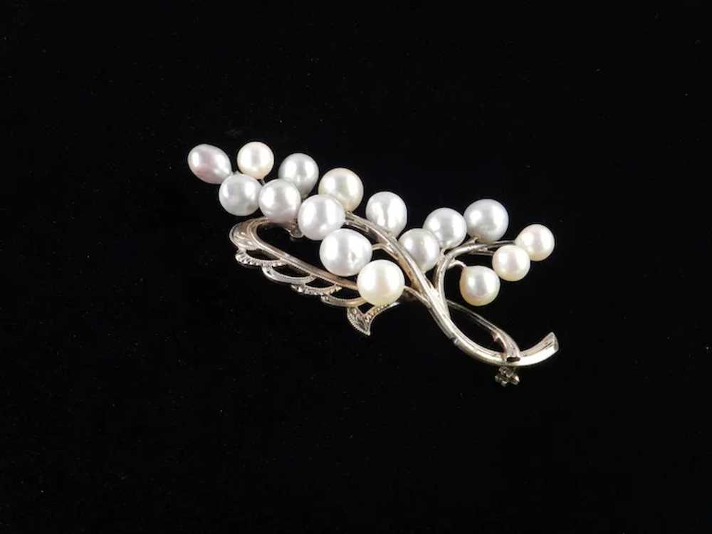 Sterling Silver Cultured Pearl Brooch Pin - image 4
