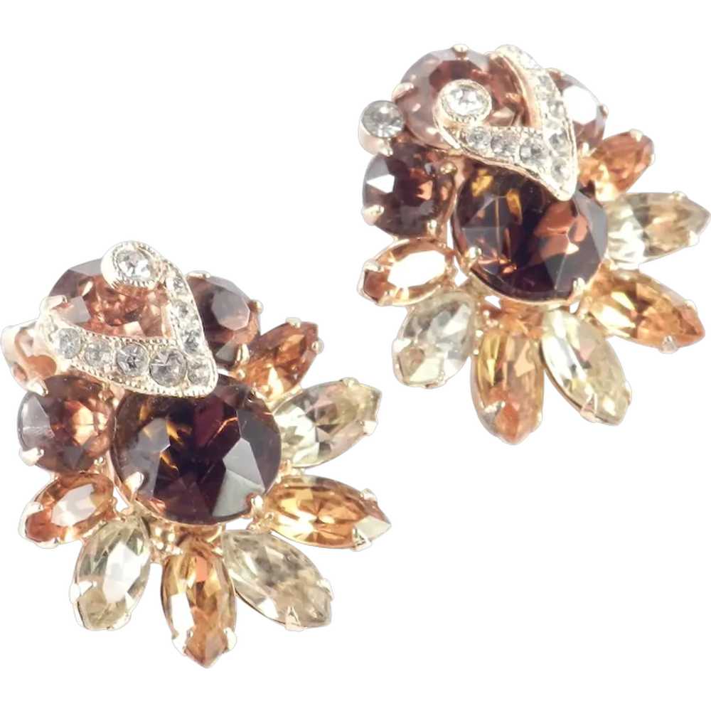 Eisenberg Large Layered Rhinestone Earrings - image 1