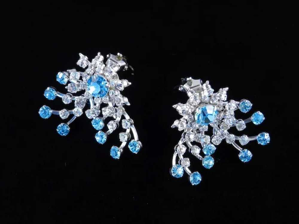 Vintage Large Layered Rhinestone Spray Earrings Gem 2016