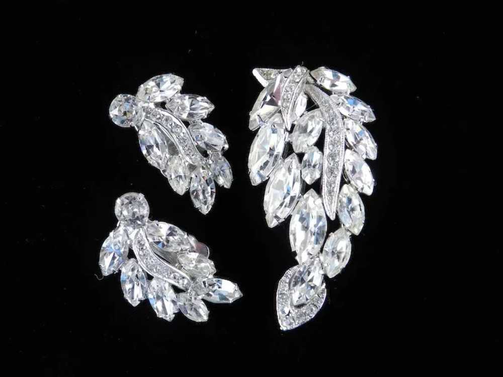 Weiss Rhinestone Brooch Pin Earrings Demi Parure … - image 2