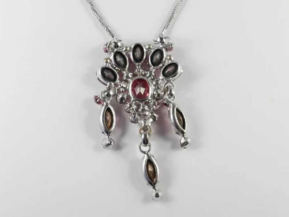 1940's Vintage Rhinestone Pendant Dangle Necklace - image 5