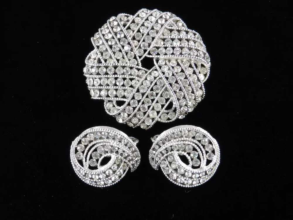 Trifari Cavalcade Rhinestone Brooch Pin Earrings … - image 2