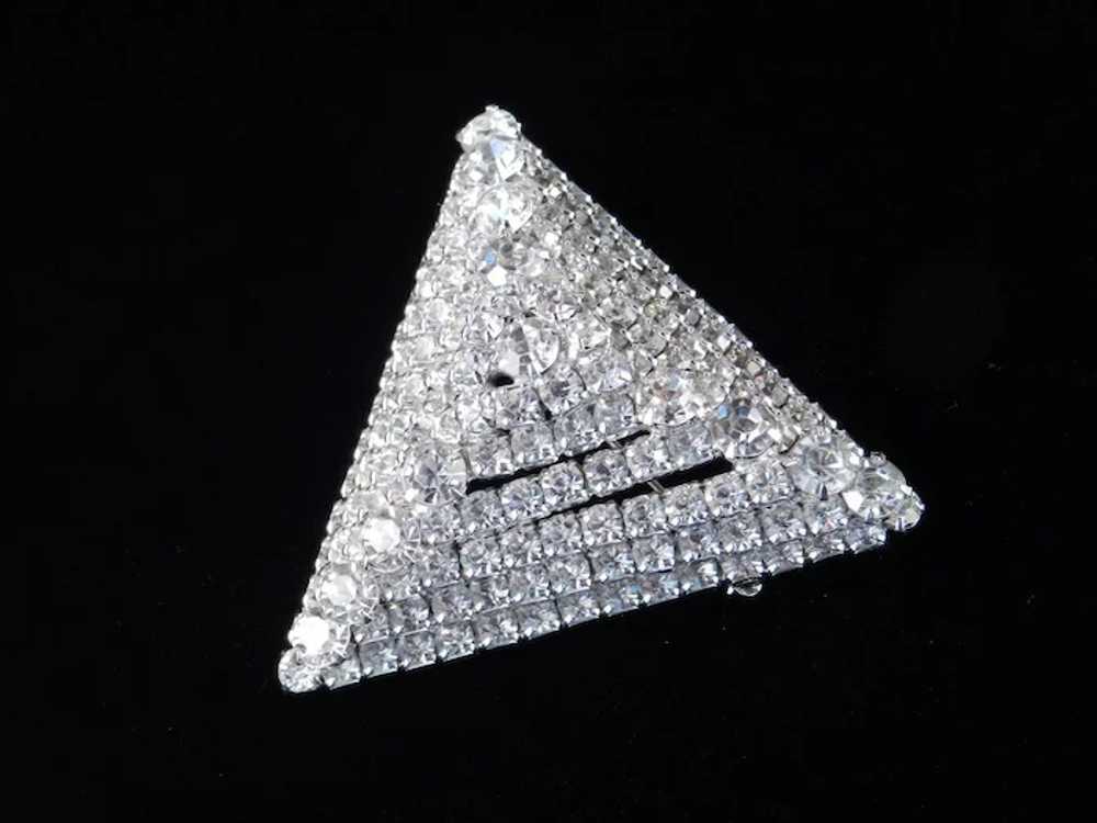 Huge Rhinestone Pyramid Triangle Brooch Pin - image 3