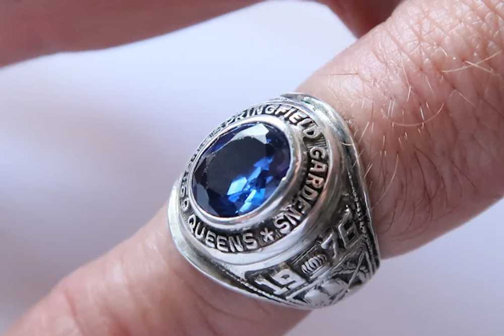 Vintage Sterling Silver Synthetic Sapphire 1976 C… - image 2