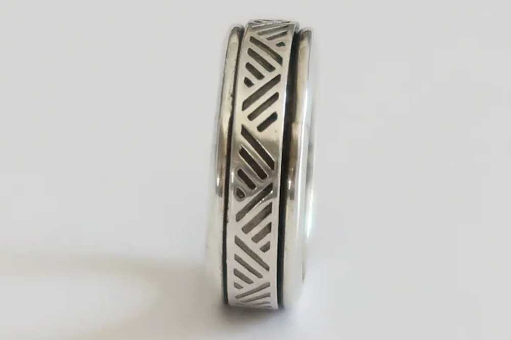 Vintage Sterling Silver Roller Ring With Decorati… - image 5