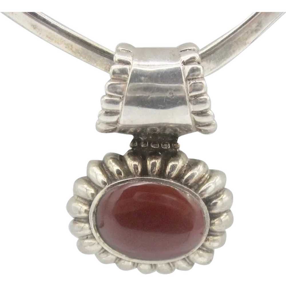 Vintage Sterling Silver Cornelian Pendant - image 1