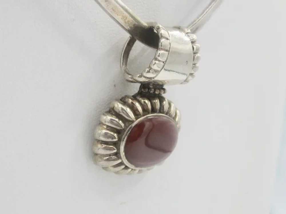 Vintage Sterling Silver Cornelian Pendant - image 2