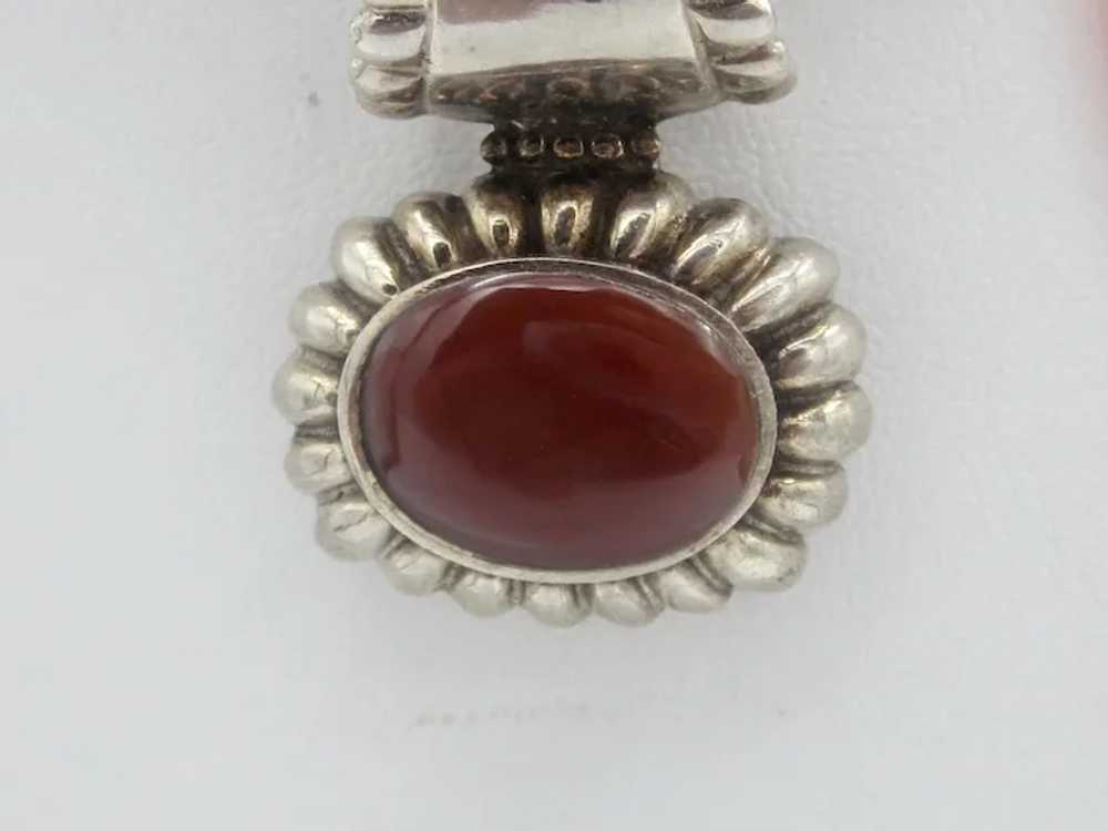 Vintage Sterling Silver Cornelian Pendant - image 3