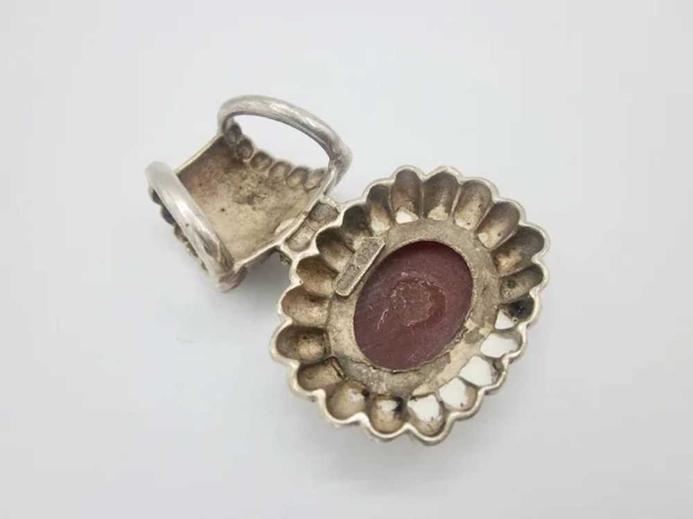 Vintage Sterling Silver Cornelian Pendant - image 4