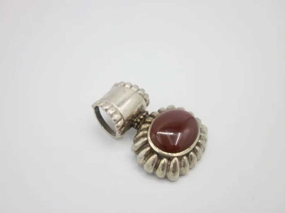 Vintage Sterling Silver Cornelian Pendant - image 6