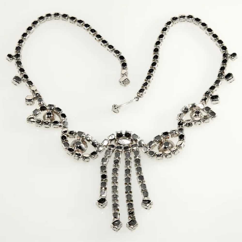 Classic Vintage Rhinestone Necklace Clear Dangles… - image 3