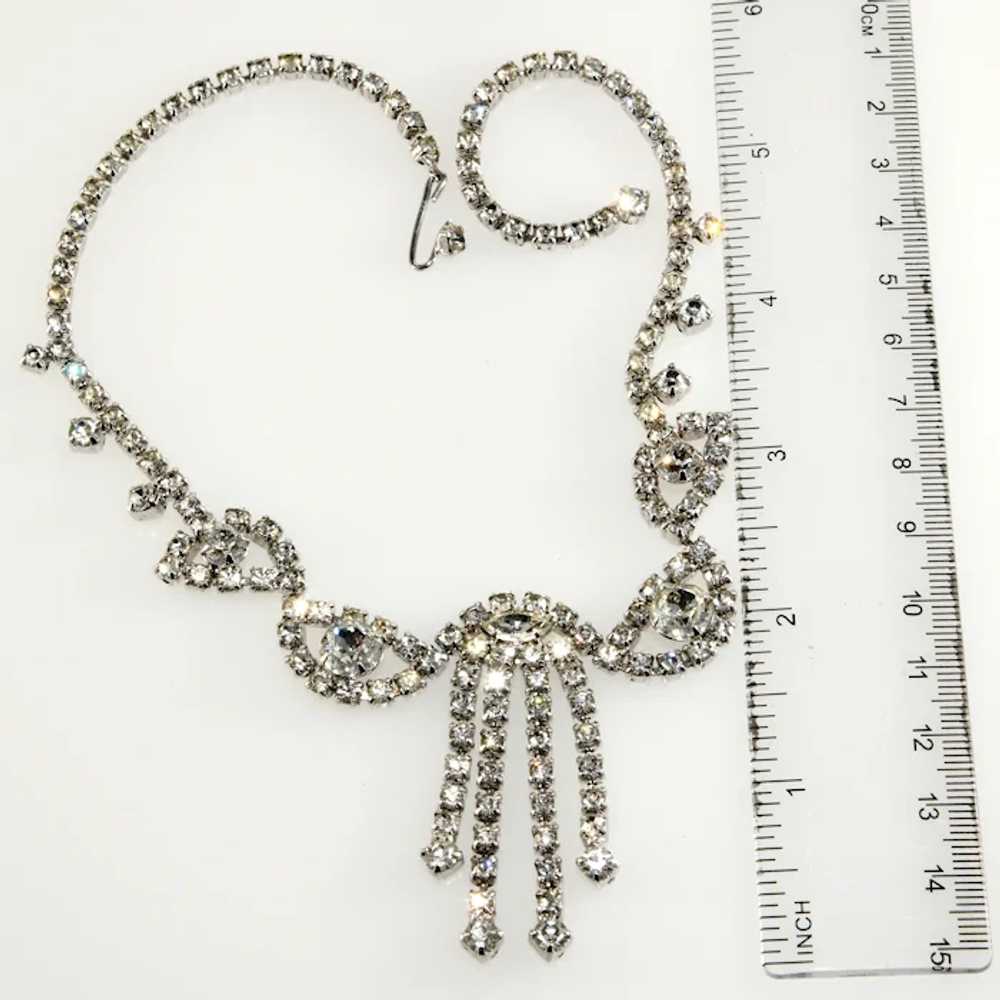Classic Vintage Rhinestone Necklace Clear Dangles… - image 4