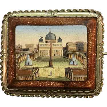 Micro Mosaic Architectural Brooch - image 1