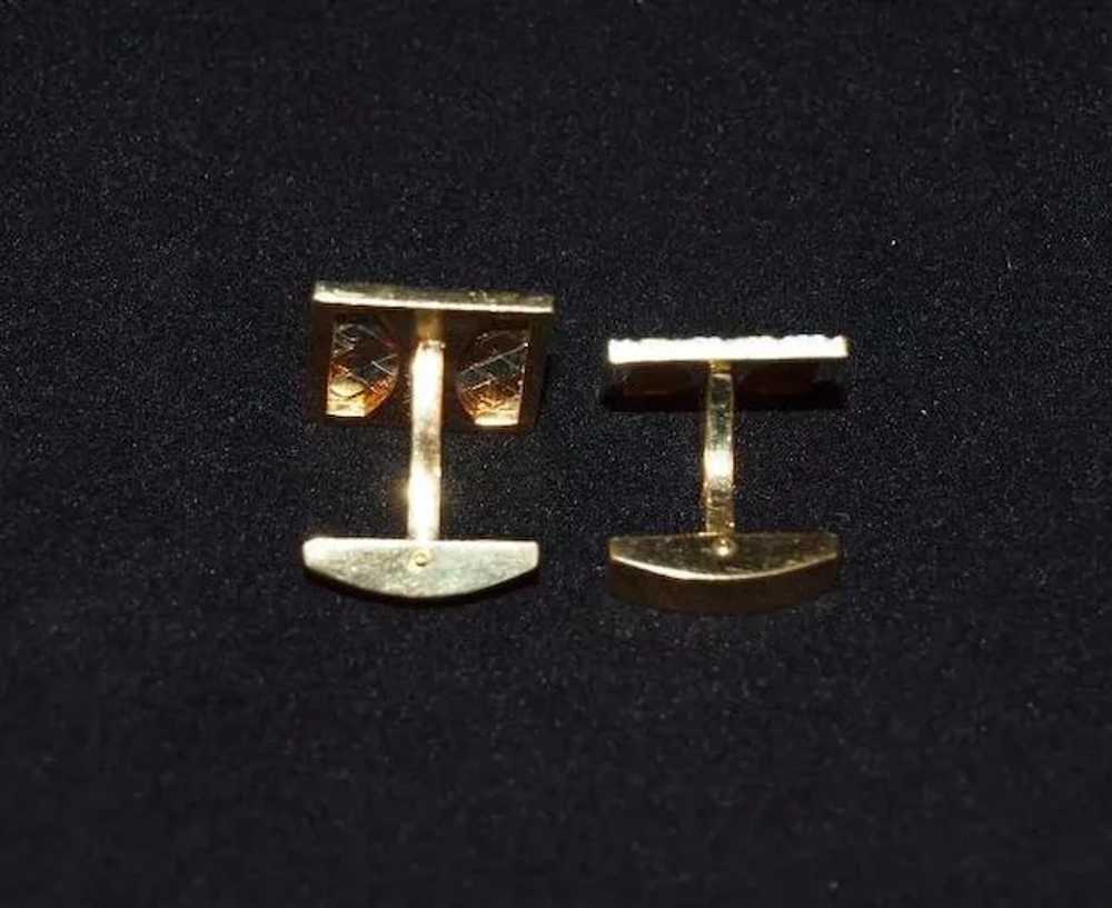 18K Yellow and White Gold Checkerboard Cufflinks - image 4