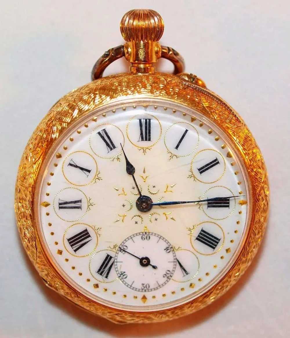 Swiss Gentleman's 18K Gold Open Faced Pocket Watc… - image 2