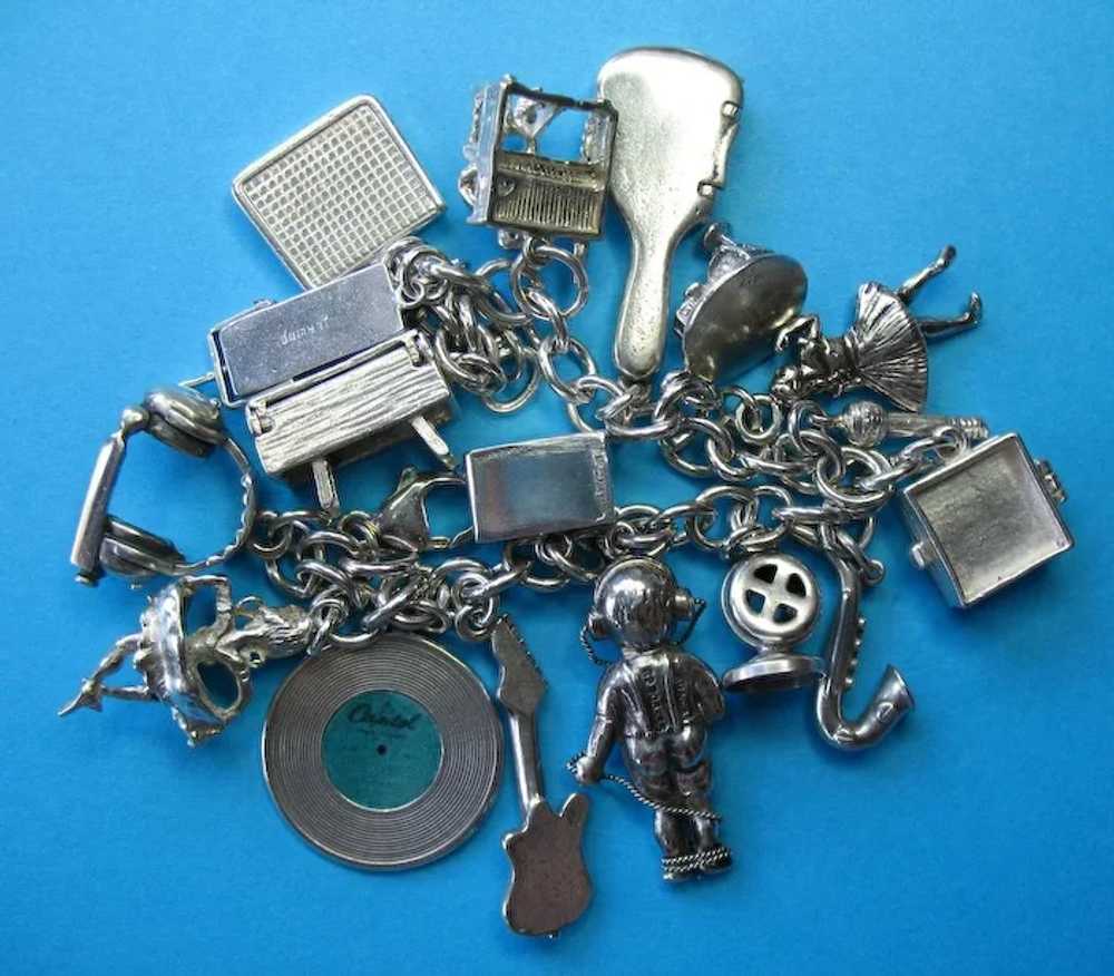 Rare Vintage Sterling Rock & Roll Music Theme Cha… - image 2