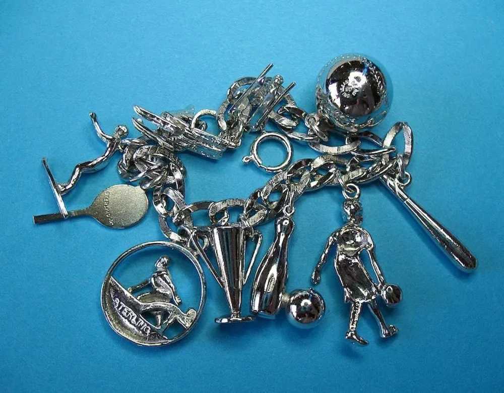Vintage Sterling Silver Fun Filled Sports Bracele… - image 3