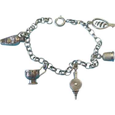 RARE Vintage Silver French Charm Bracelet 1838 and