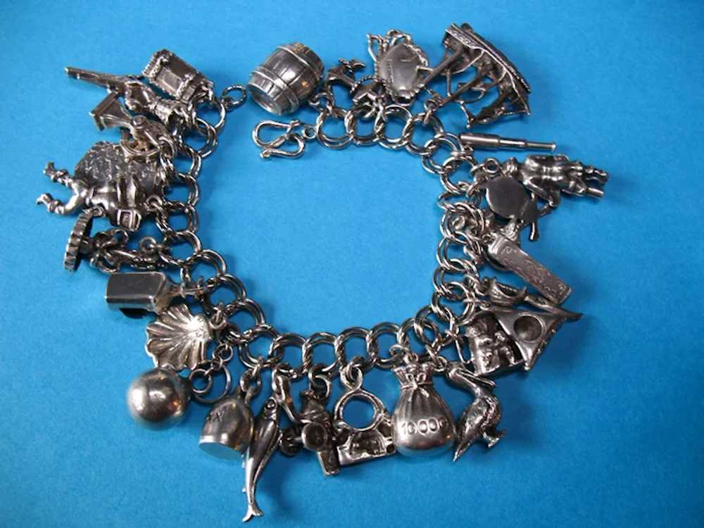 Vintage Sterling Silver Pirate Theme Charm Bracel… - image 10