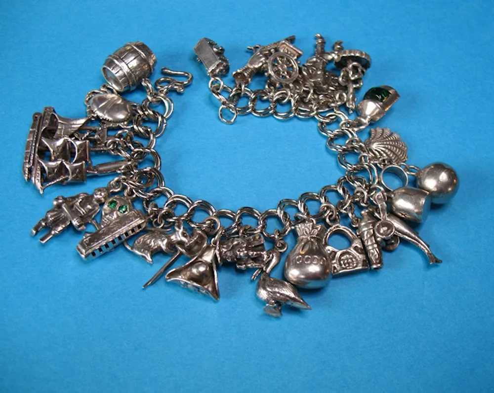 Vintage Sterling Silver Pirate Theme Charm Bracel… - image 12