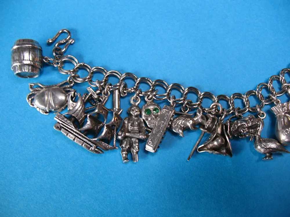 Vintage Sterling Silver Pirate Theme Charm Bracel… - image 2