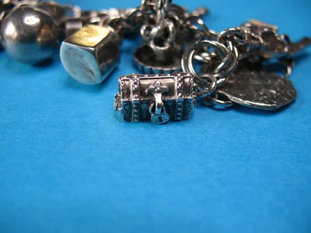 Vintage Sterling Silver Pirate Theme Charm Bracel… - image 8