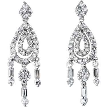 Diamond Chandelier Earrings Estate 18 Karat White… - image 1