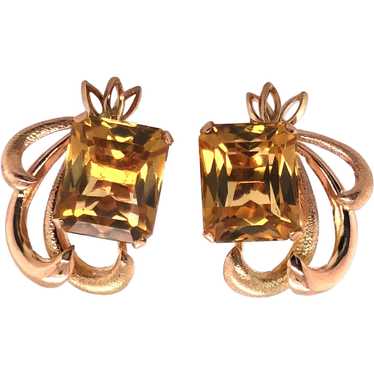 Retro 18K Rose Gold Citrine Earrings