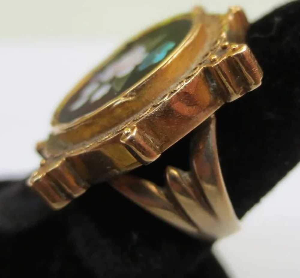 Victorian 14k gold Etruscan revival ring Pietra D… - image 4
