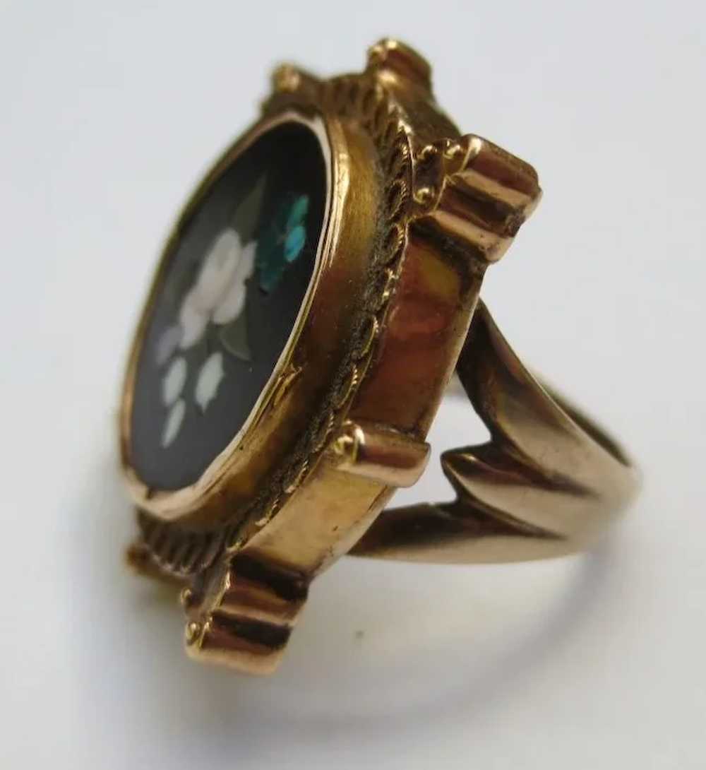 Victorian 14k gold Etruscan revival ring Pietra D… - image 7