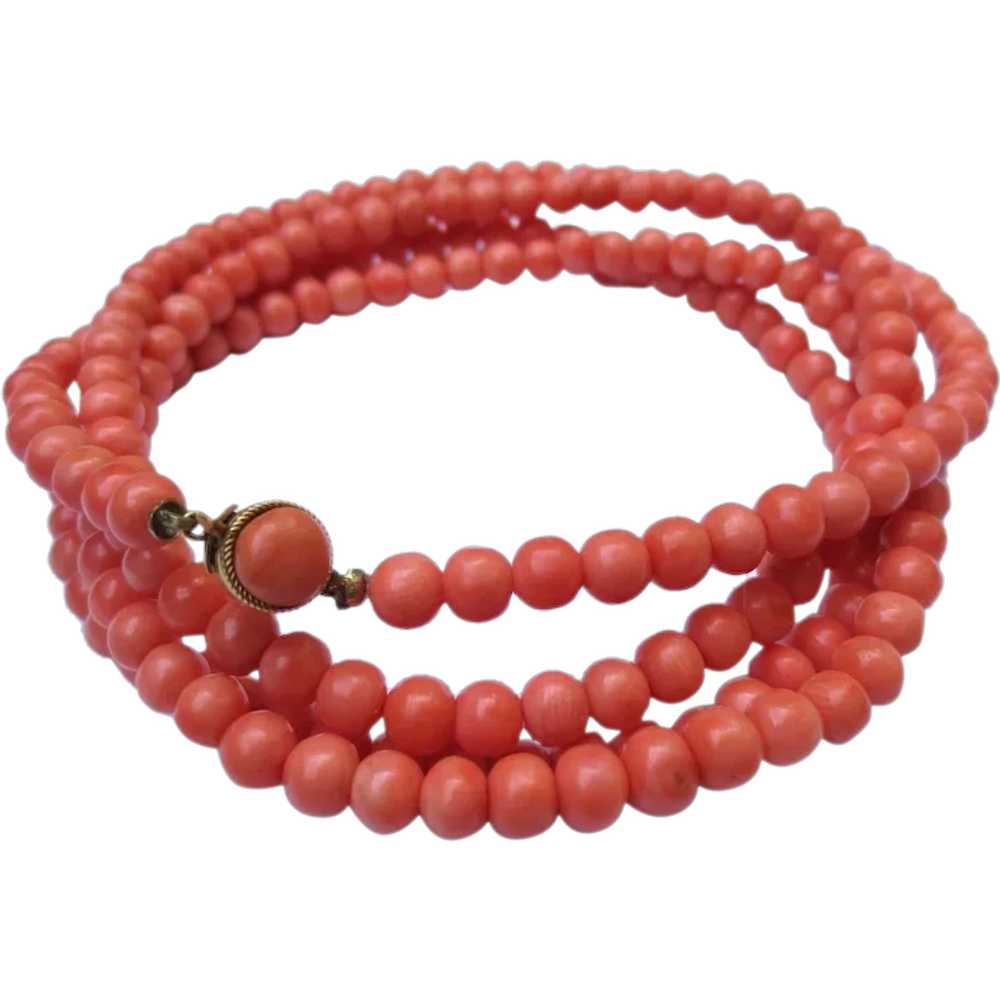 Vintage 36 inch Salmon Coral Necklace Strand - image 1