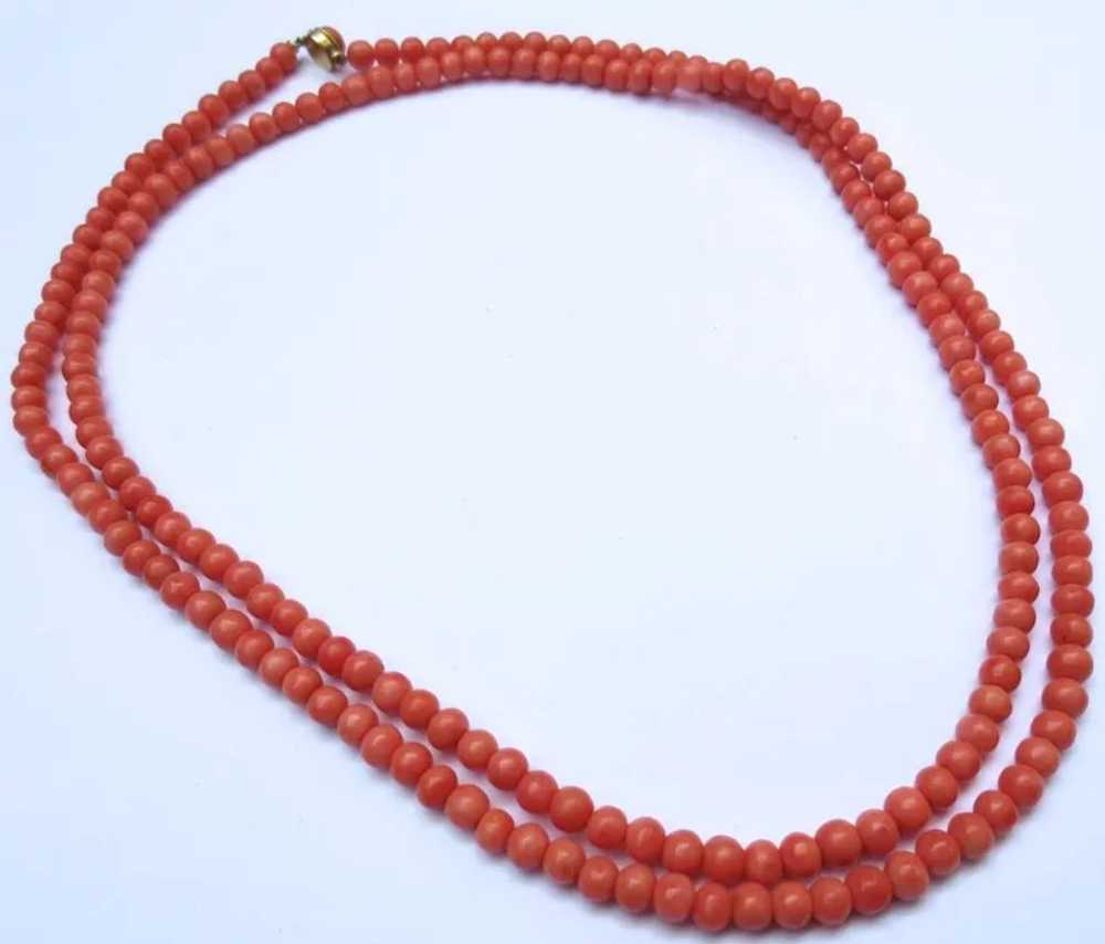 Vintage 36 inch Salmon Coral Necklace Strand - image 2