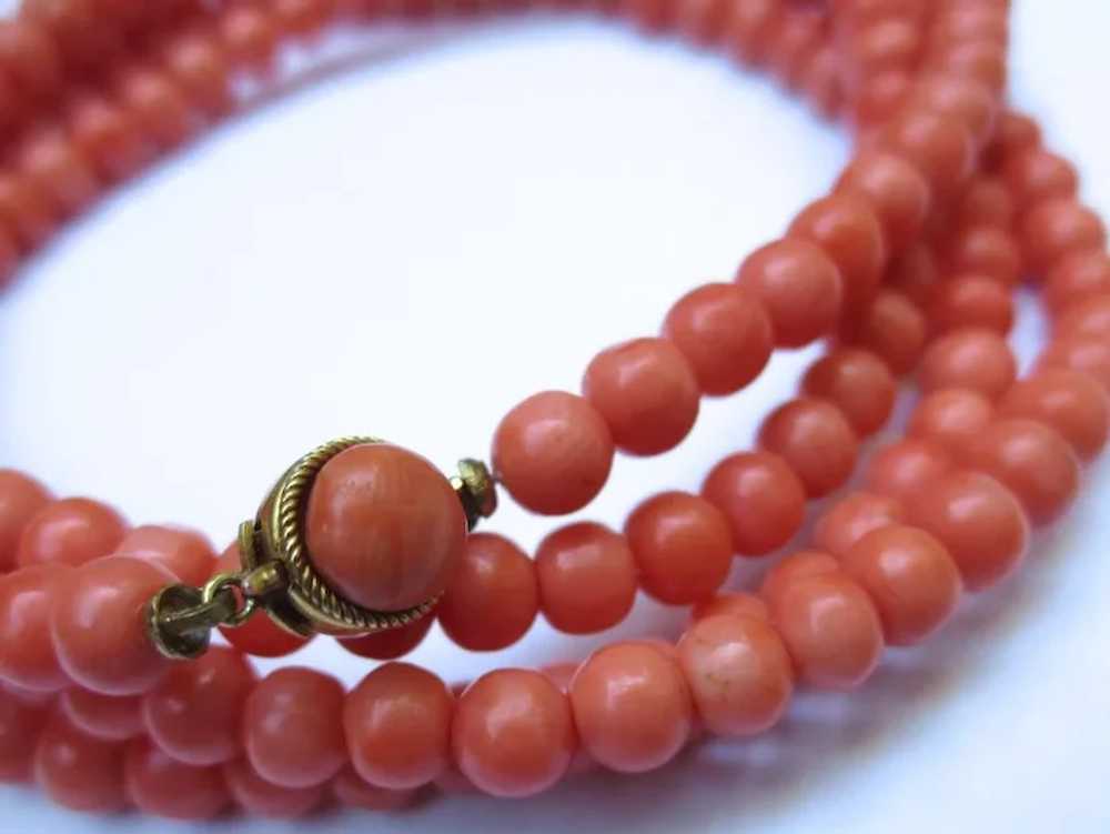Vintage 36 inch Salmon Coral Necklace Strand - image 3