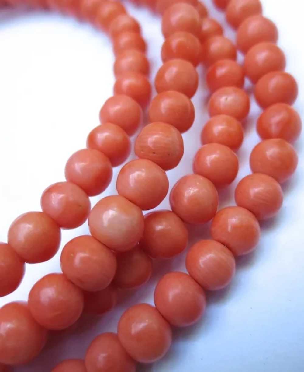 Vintage 36 inch Salmon Coral Necklace Strand - image 4