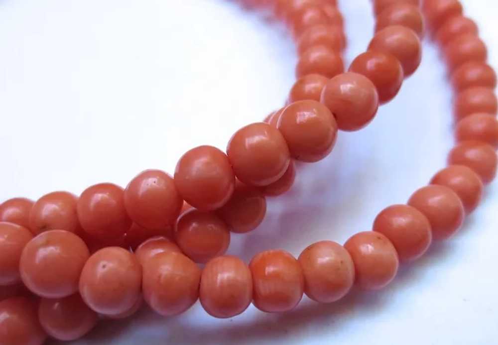 Vintage 36 inch Salmon Coral Necklace Strand - image 5