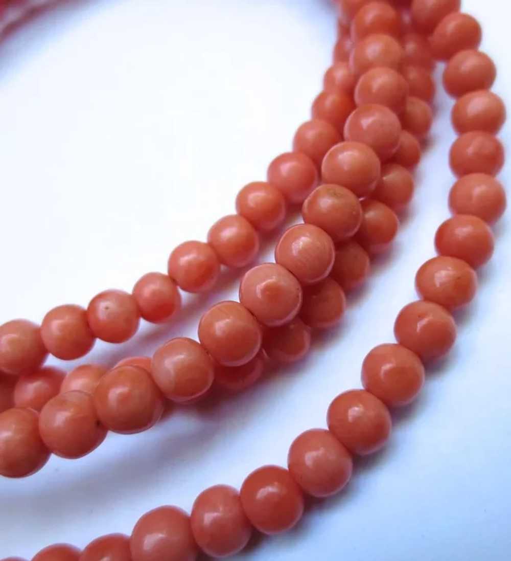 Vintage 36 inch Salmon Coral Necklace Strand - image 6