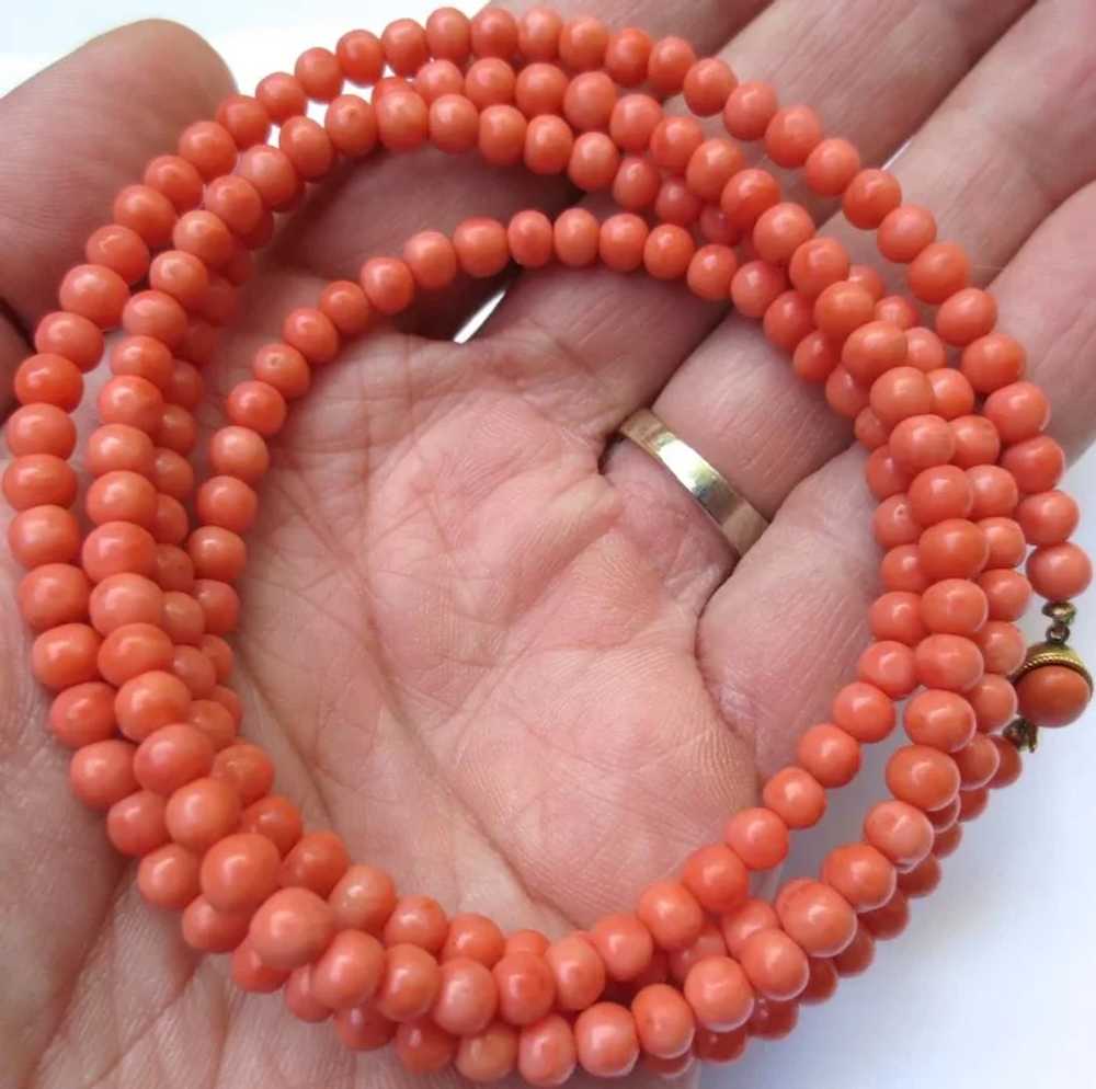 Vintage 36 inch Salmon Coral Necklace Strand - image 7
