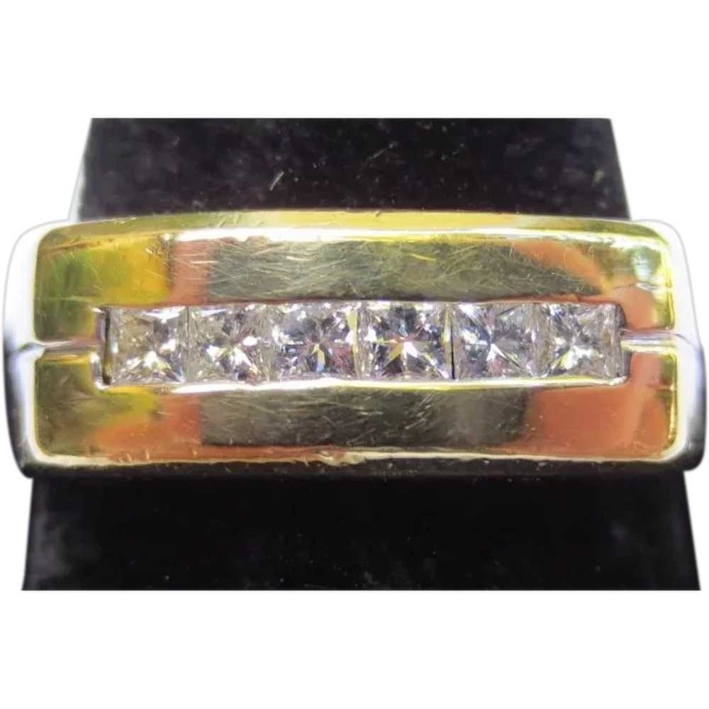 Vintage 18k Gold & Diamond Mens Ring - image 1
