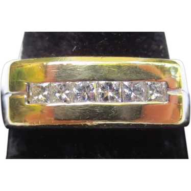 Vintage 18k Gold & Diamond Mens Ring - image 1