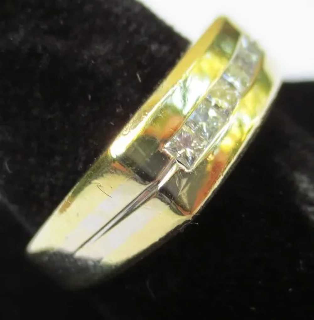 Vintage 18k Gold & Diamond Mens Ring - image 2
