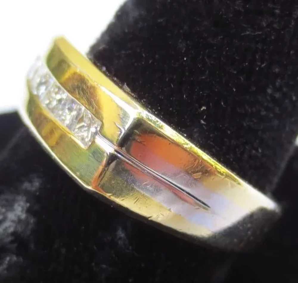 Vintage 18k Gold & Diamond Mens Ring - image 3