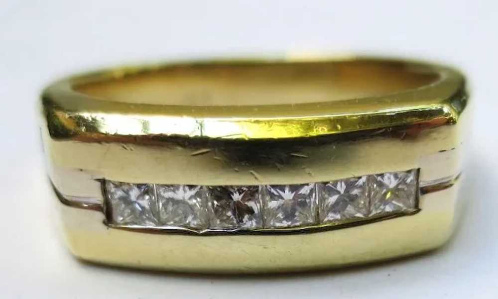 Vintage 18k Gold & Diamond Mens Ring - image 4