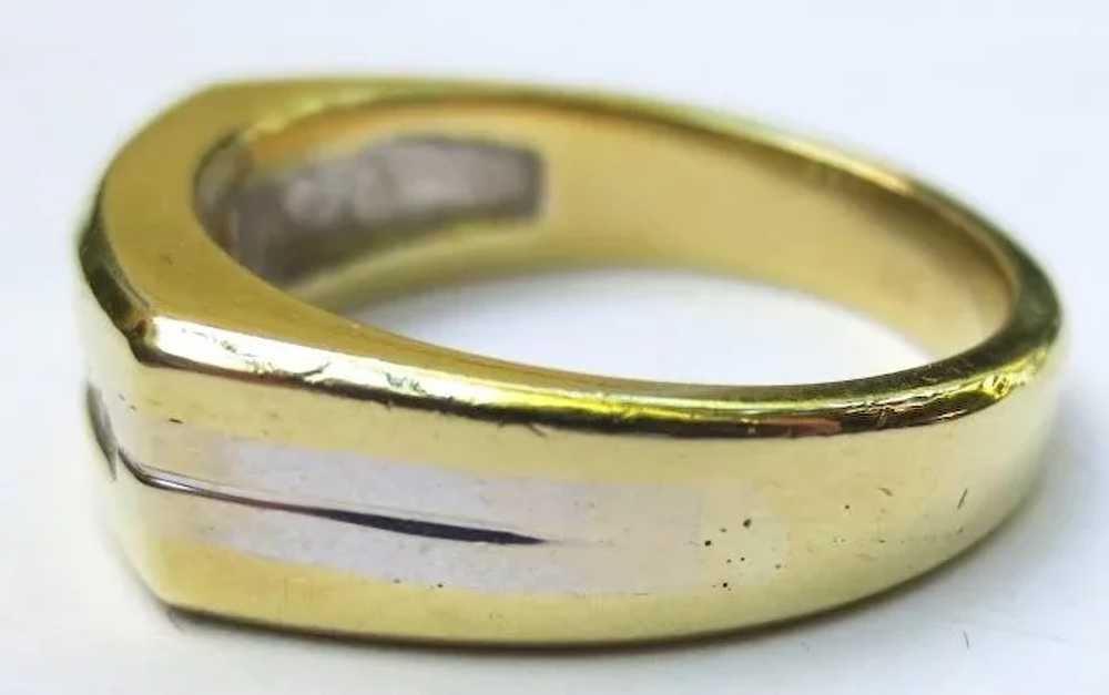 Vintage 18k Gold & Diamond Mens Ring - image 5